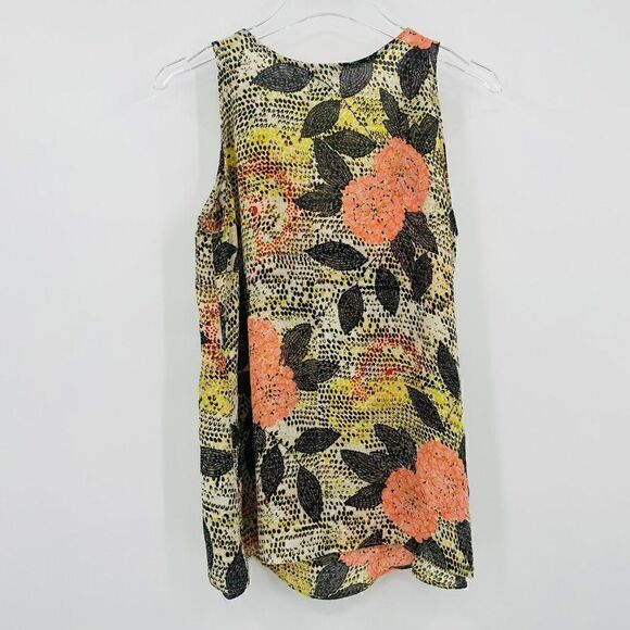 Ann Taylor Size Small Yellow Pink Floral Layered Sleeveless Tank Top Blouse - Picture 7 of 9